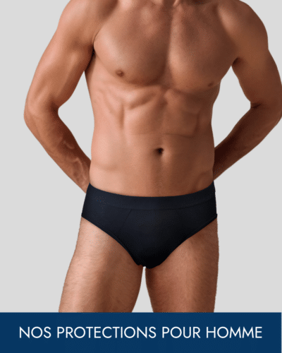 homme portant une protection urinaires Plim underwear